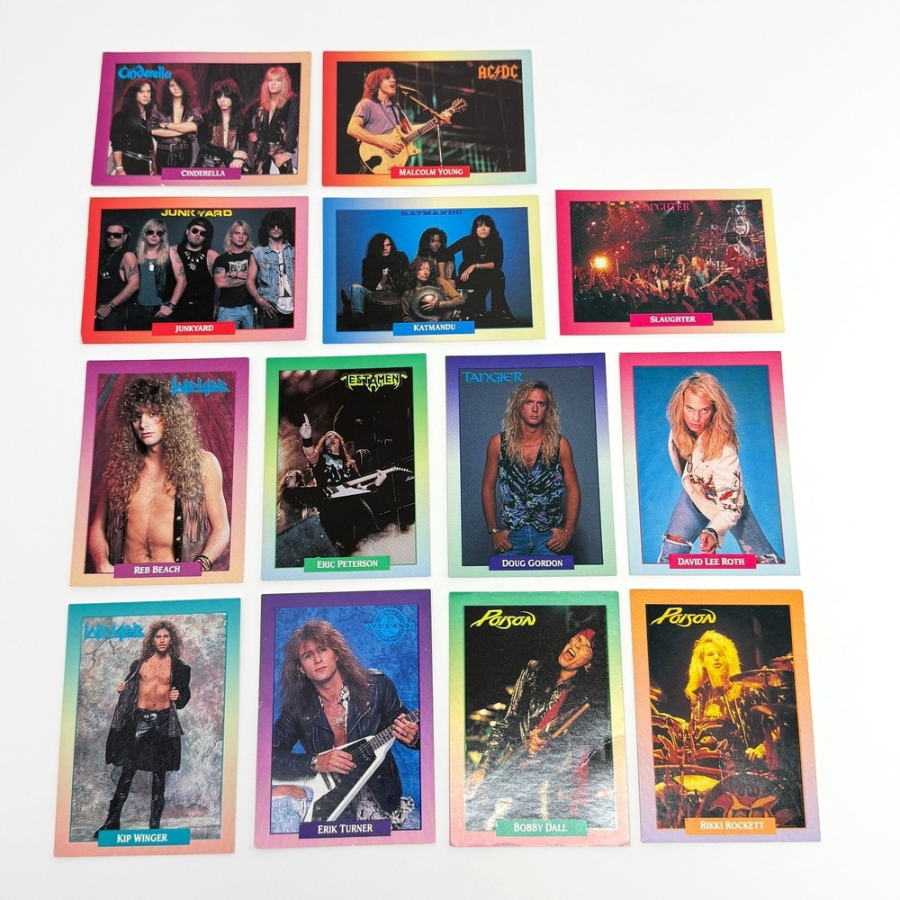 1991 Brockum RockCards Lot of 13 Poison Cinderella Winger AC DC VG